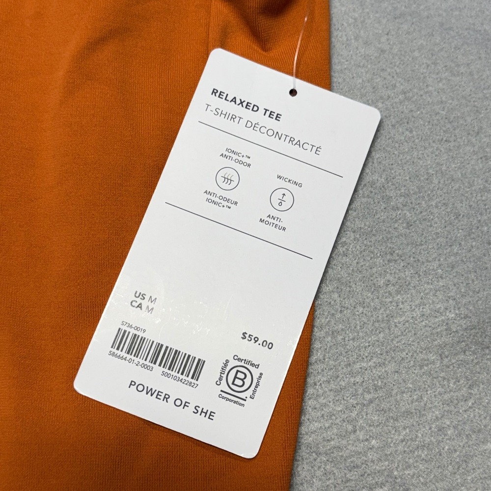 NWT Athleta Relaxed Tee Womens Medium Orange Short Sleeve Wicking Crop NEW - Picture 4 of 12